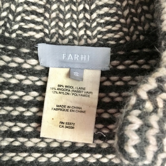 {Farhi} Wool Angora Striped Grey Cardigan Sweater - Picture 4 of 8